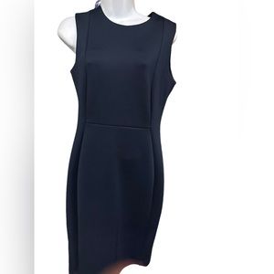 Calvin Klein Scuba Sheath Dress 6 Navy Blue Sleeveless Knee Length Career NWT